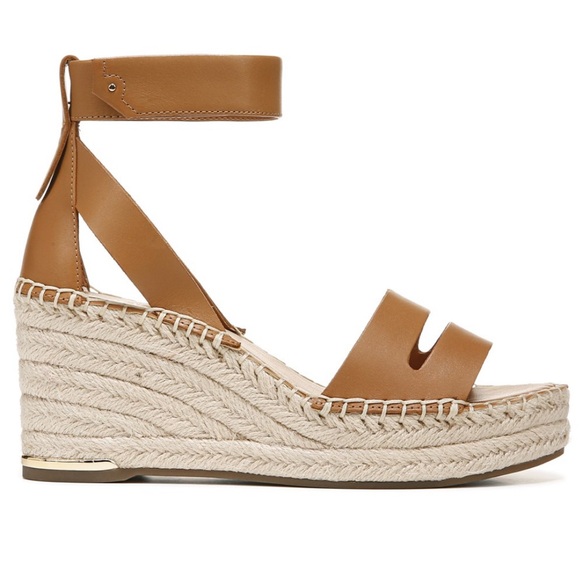 Franco Sarto Callia Beige Leather Espadrille Wedge Sandal Size 11 - Picture 2 of 8